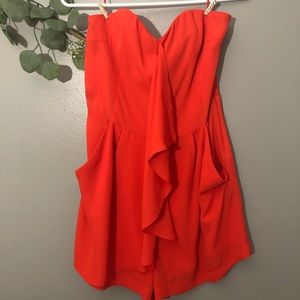 Orange Strapless Romper